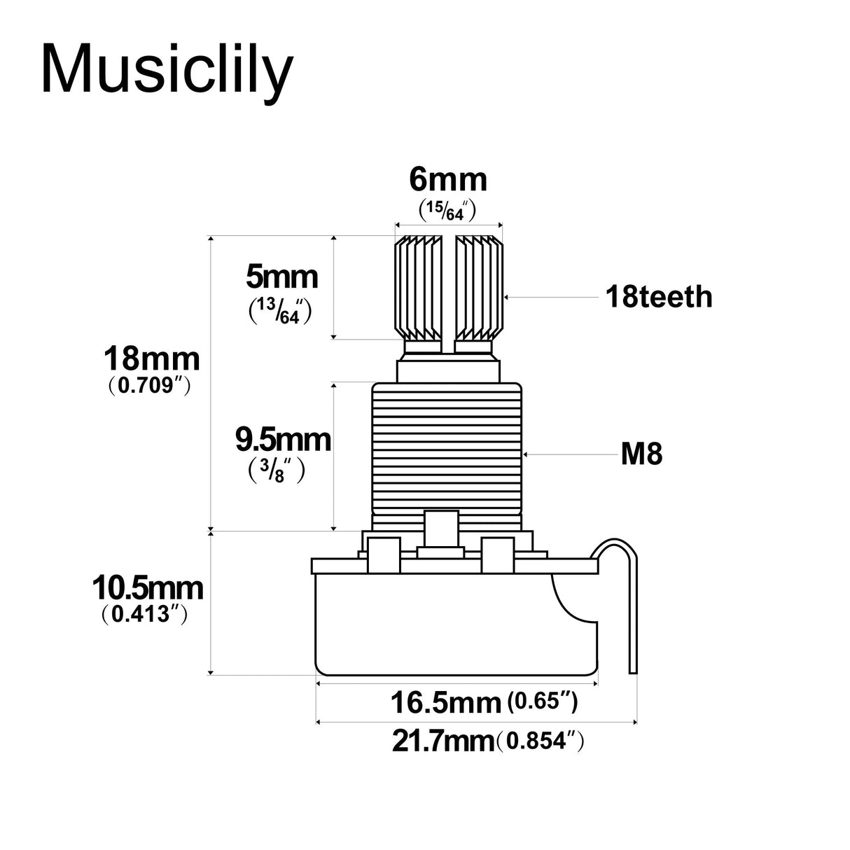 Alpha Linear (Lin) Mini Medium Split Shaft Pot 250k & 500k