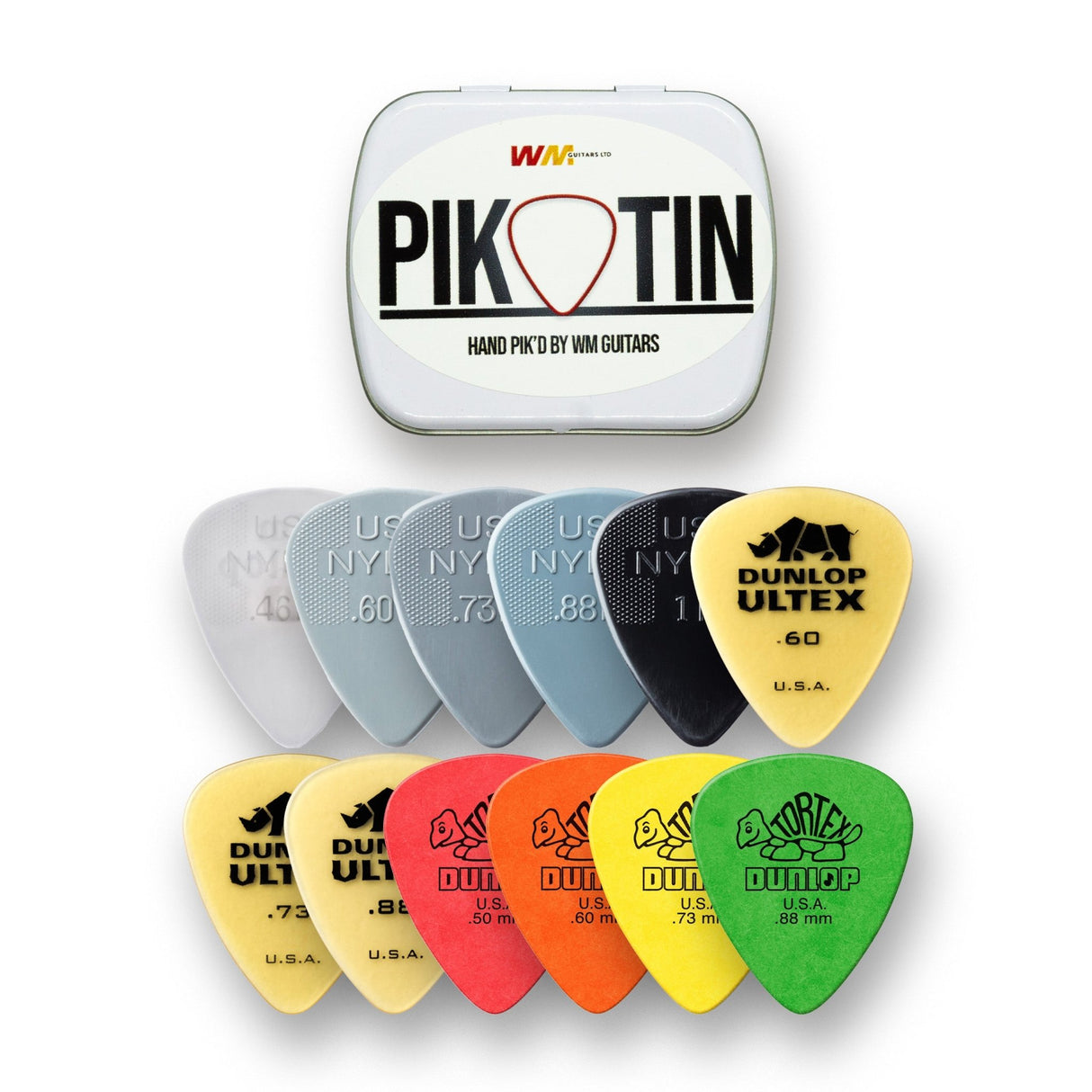 PikTin by WM Guitars 12x Beginner/Light Gauge Variety Pack - Picks - WM Guitars