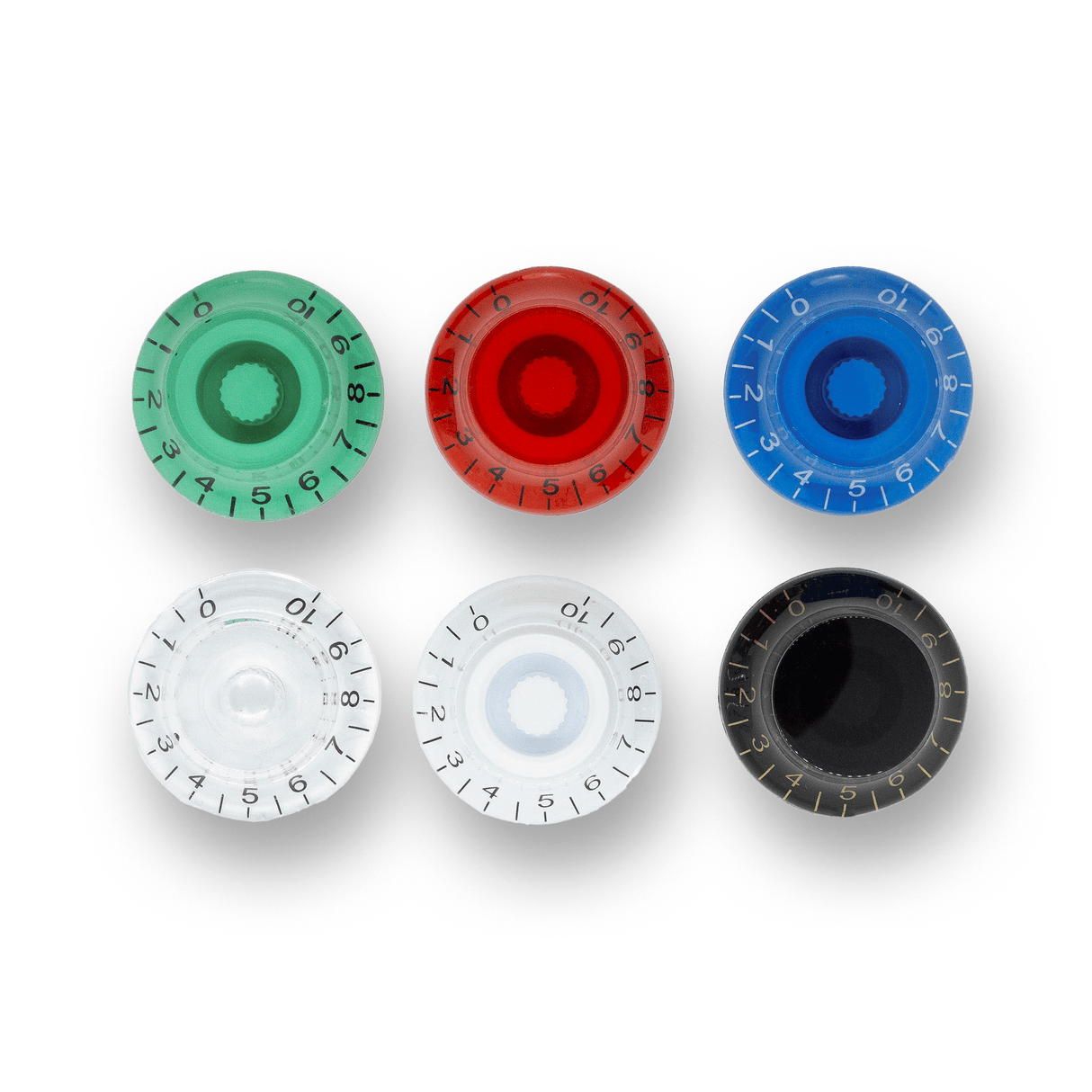 Top Hat Pot Knobs Transparent Tops (Various Colours) - Parts - WM Guitars
