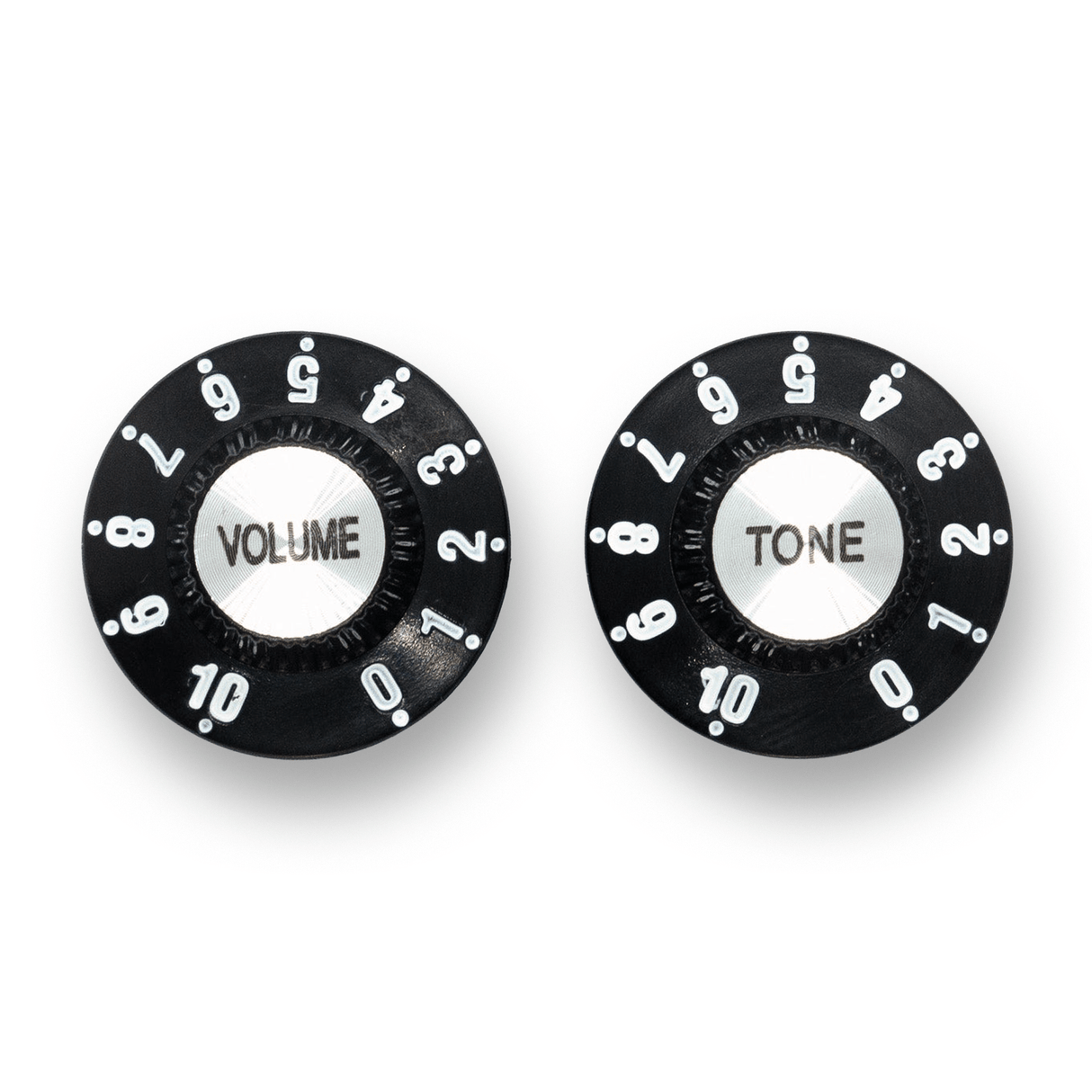 Witch Hat Reflector Knobs with Tone & Volume Lettering (x2) (Various Colours) - Parts - WM Guitars