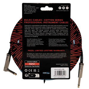 Proel BulkC Cotton Series Instrument Cable - Light Blue 3m