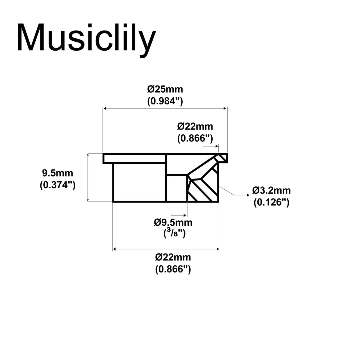 Musiclily Pro 3/8 Inch Steel Modern Style Guitar Jack Plate (Various Colours)