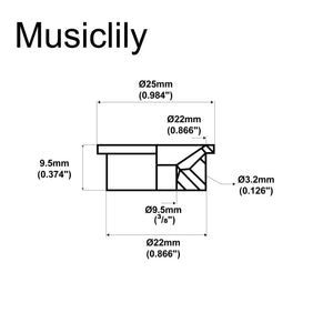Musiclily Pro 3/8 Inch Steel Modern Style Guitar Jack Plate (Various Colours)