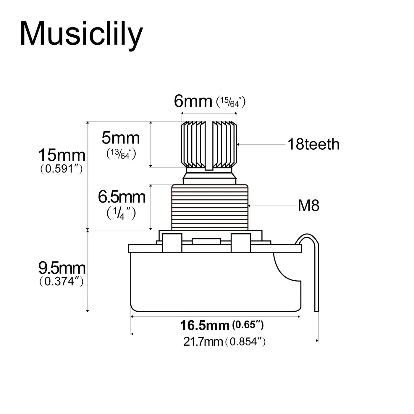Alpha Audio (Log) Mini Short Split Shaft 250k