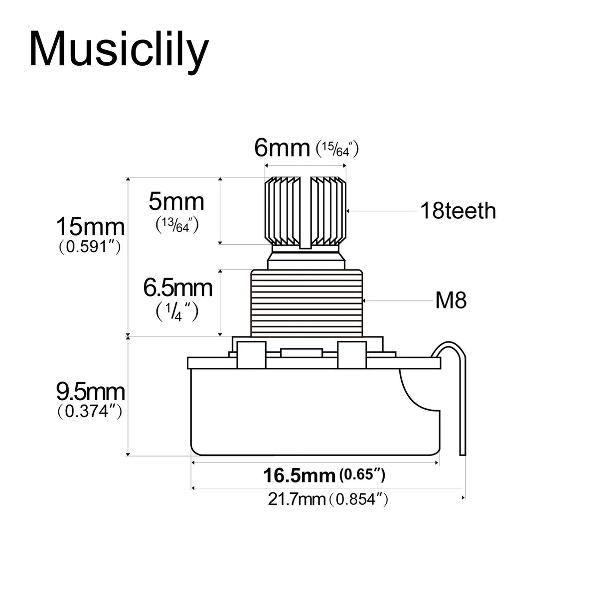Alpha Audio (Log) Mini Short Split Shaft 250k