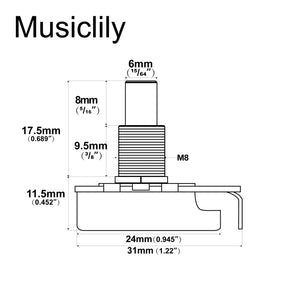 Alpha Audio (Log) Medium Solid Shaft Pot 250k