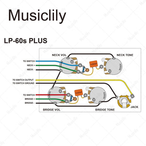 Musiclily Pro LP STD Modern 60s Pre-wired Wring Harness Kit Upgrade LP Style Electric Guitar