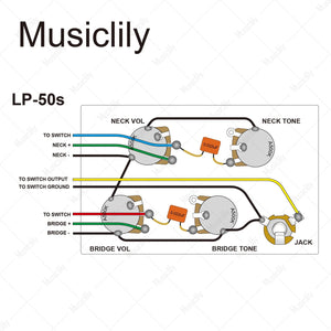 Musiclily Pro LP STD Vintage 50s Pre-wired Harness Kit Upgrade for LP Style Electric Guitar