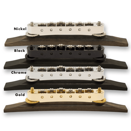Archtop Roller Tune - O - Matic Ebony Base Stainless Steel Bridge (Various Finishes) - Parts - WM Guitars