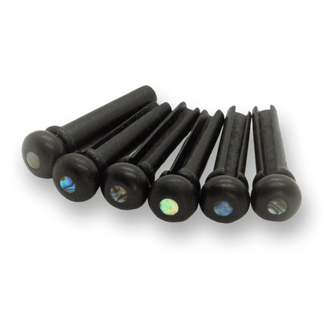 Ebony Bridge Pins x6 (Abalone or MOP Dot) - Parts - WM Guitars