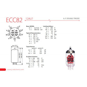 JJ Electronics Pre - Amp Tube ECC82 | 12AU7 Amp Valve - Valves - JJ Electronic