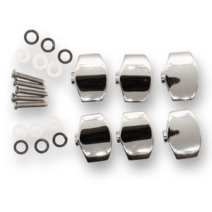 Machine Head Buttons and Fittings x6 Schaller Style (Black or Chrome) - parts - WM Guitars