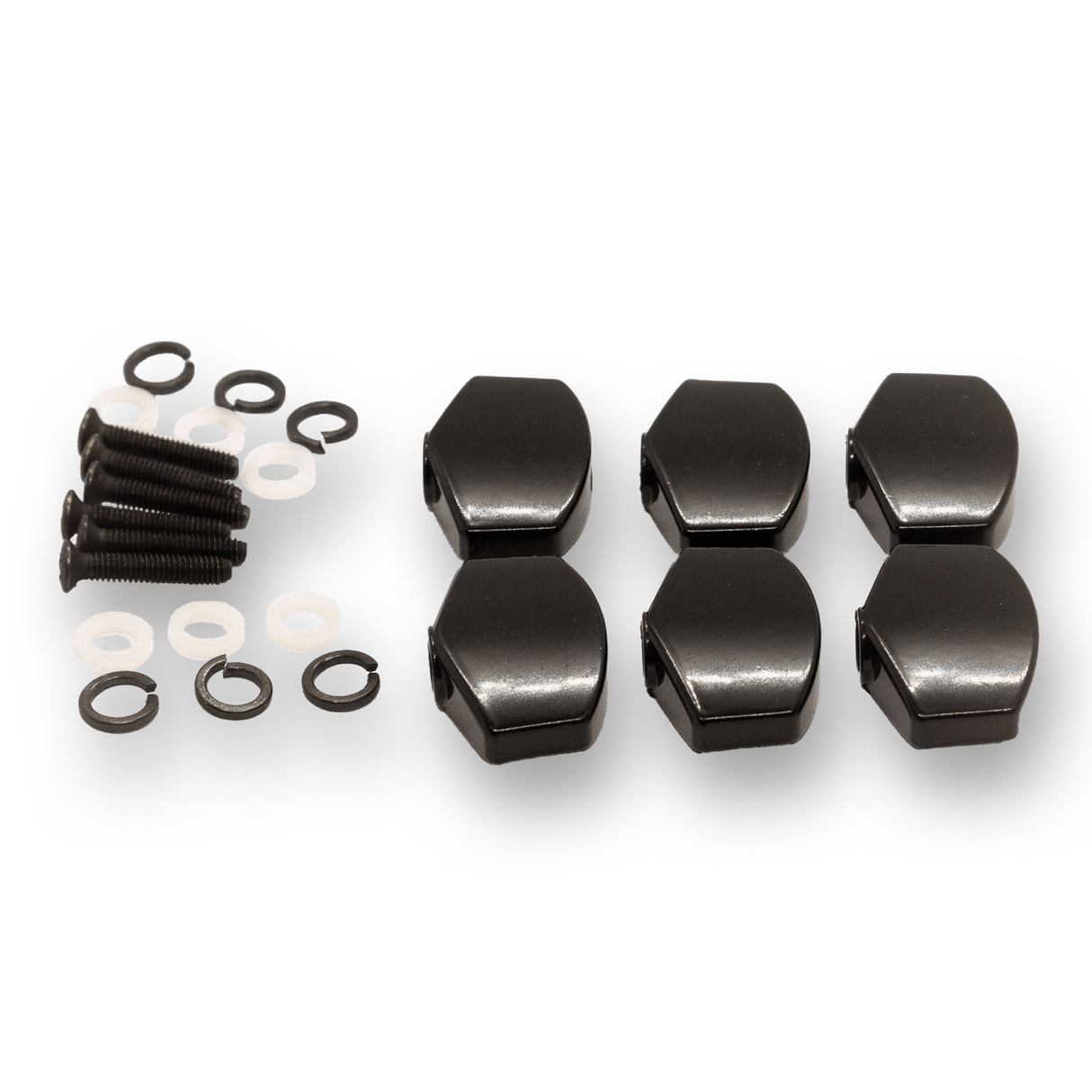 Machine Head Buttons and Fittings x6 Schaller Style (Black or Chrome) - parts - WM Guitars