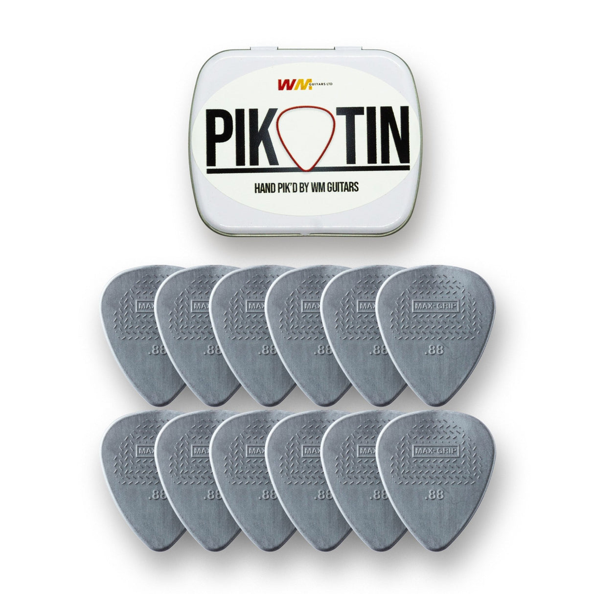 PikTin by WM Guitars 12x Dunlop Nylon Max Grip Picks (Multiple Sizes) - Picks - WM Guitars