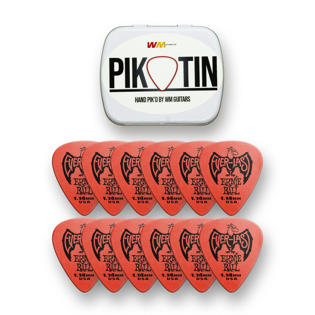 PikTin by WM Guitars 12x Ernie Ball Everlast Picks (Multiple Sizes) - Picks - WM Guitars