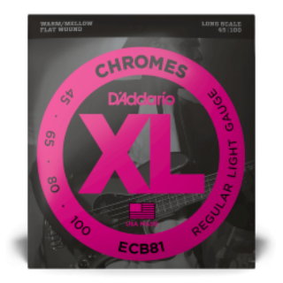 D'Addario XL Chrome Flat Wound Bass Strings