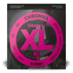 D'Addario XL Chrome Flat Wound Bass Strings