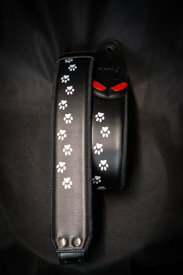 RightOn! Mojo Cat Black Vegan Guitar Strap - Straps - RightOn!