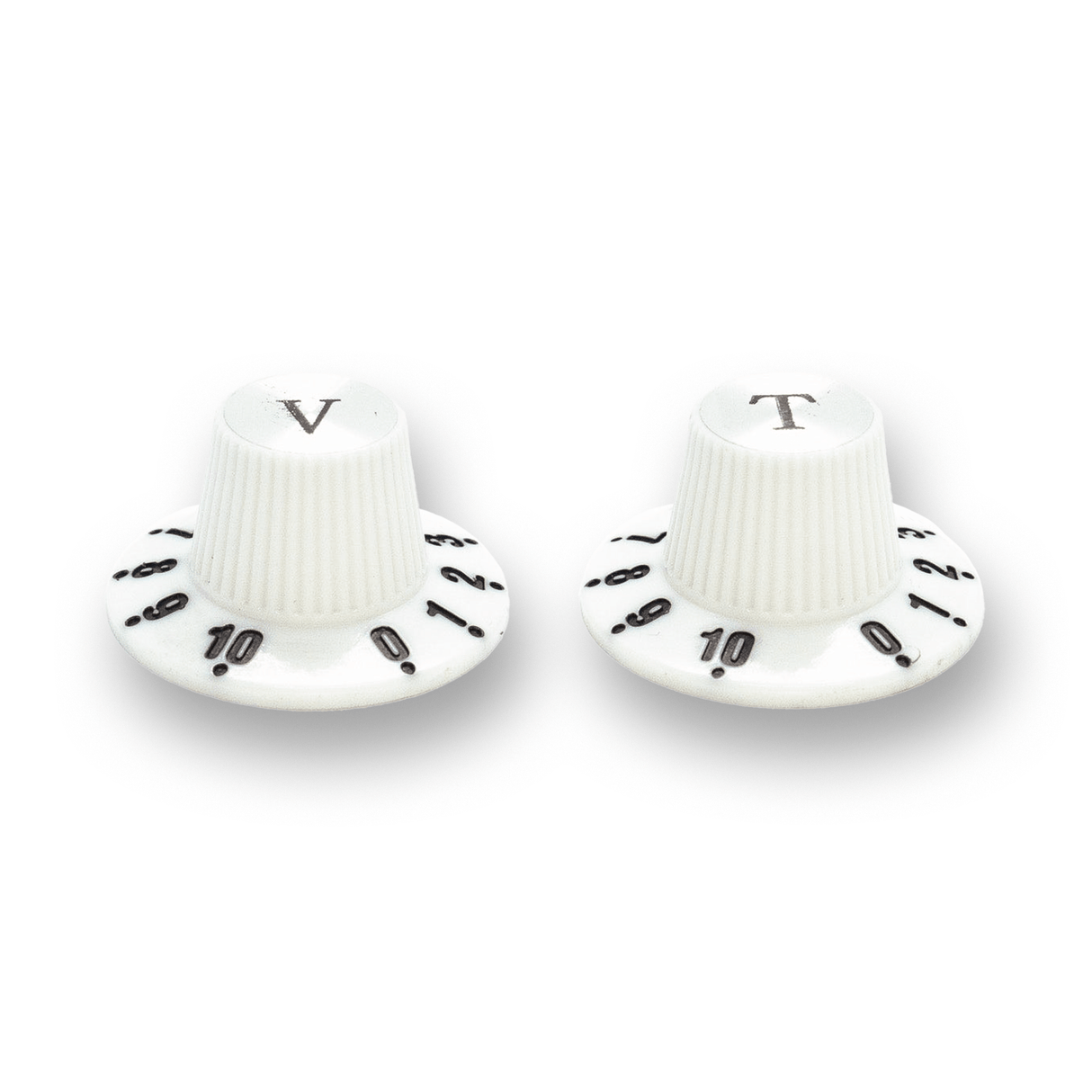 Witch Hat Reflector Knobs with T & V Lettering (x2) (Various Colours) - Parts - WM Guitars
