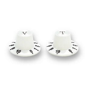 Witch Hat Reflector Knobs with T & V Lettering (x2) (Various Colours) - Parts - WM Guitars