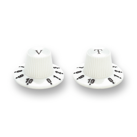 Witch Hat Reflector Knobs with T & V Lettering (x2) (Various Colours) - Parts - WM Guitars