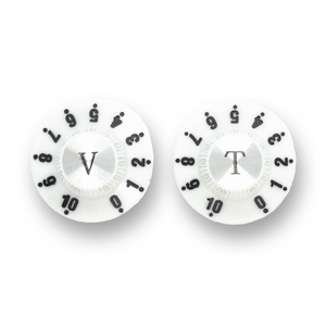 Witch Hat Reflector Knobs with T & V Lettering (x2) (Various Colours) - Parts - WM Guitars