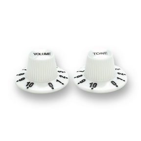 Witch Hat Reflector Knobs with Tone & Volume Lettering (x2) (Various Colours) - Parts - WM Guitars