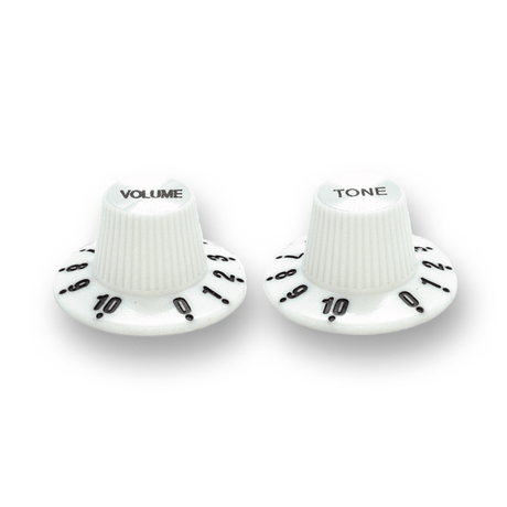 Witch Hat Reflector Knobs with Tone & Volume Lettering (x2) (Various Colours) - Parts - WM Guitars